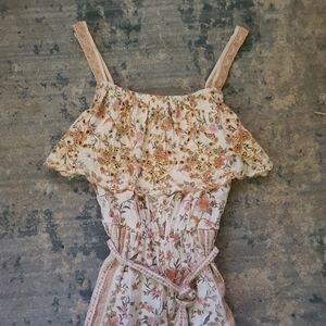 American Eagle Outfitters Pink and Cream Floral Romper